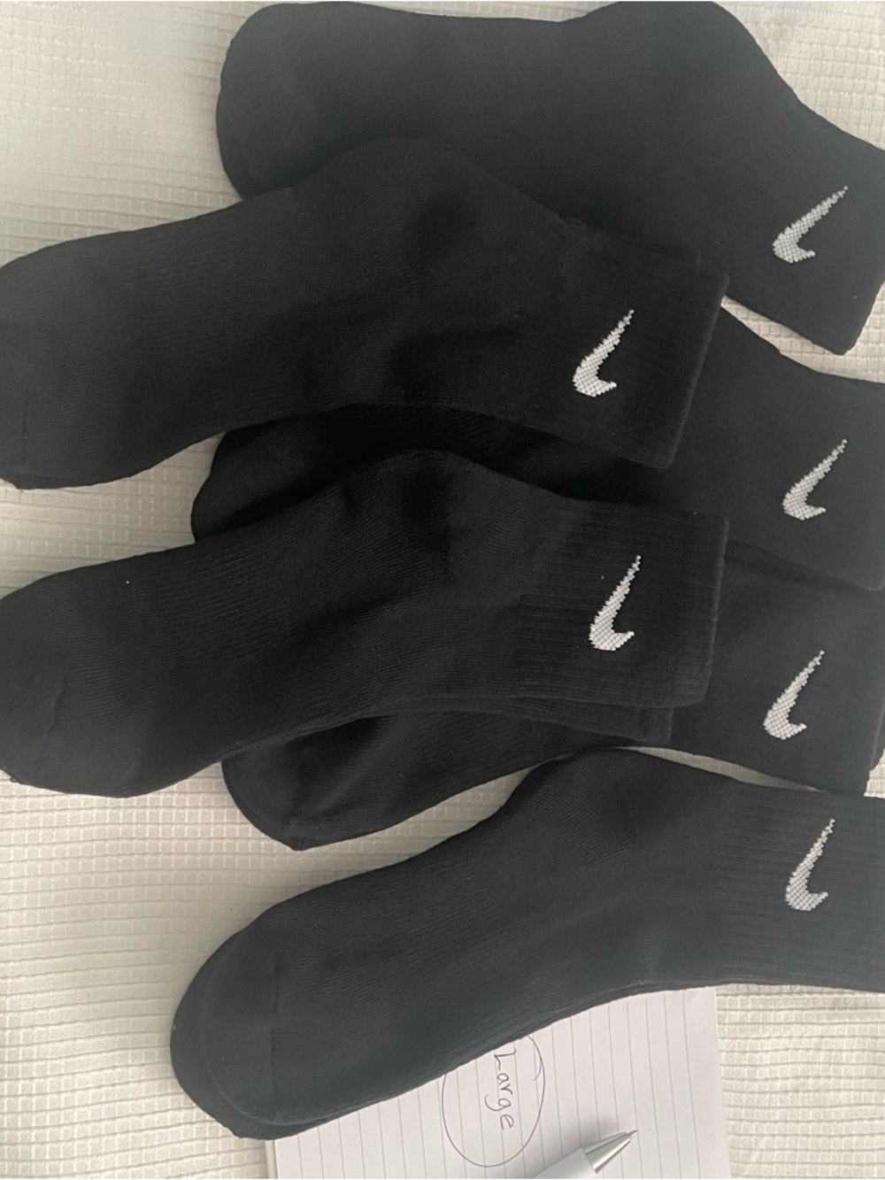 Nike Black Crew Athletic Socks with White Swoosh - Men's 6-Pack
